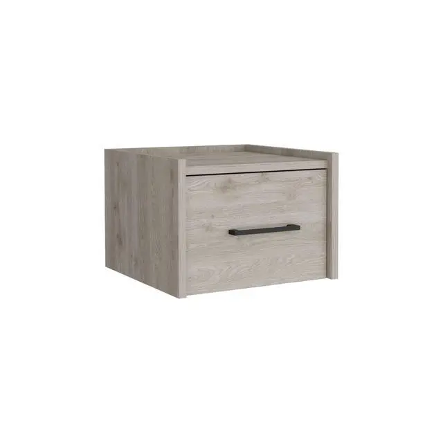Alt view image 3 of 7 - Floating Nightstand, Space-Saving Design With Handy Drawer And Surface, Light Gray