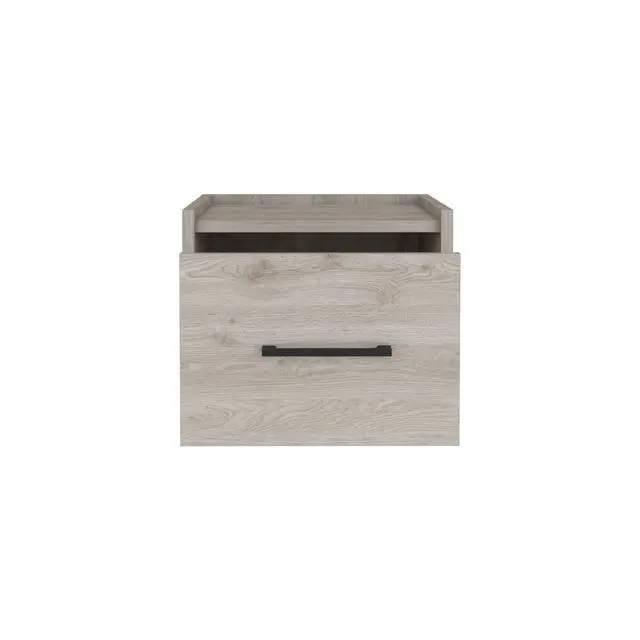 Alt view image 4 of 7 - Floating Nightstand, Space-Saving Design With Handy Drawer And Surface, Light Gray