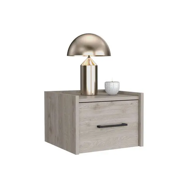 Alt view image 6 of 7 - Floating Nightstand, Space-Saving Design With Handy Drawer And Surface, Light Gray