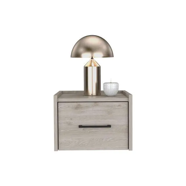 Alt view image 5 of 7 - Floating Nightstand, Space-Saving Design With Handy Drawer And Surface, Light Gray