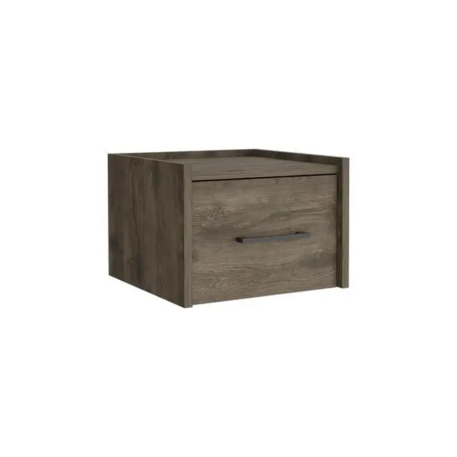 Alt view image 3 of 7 - Floating Nightstand, Space-Saving Design With Handy Drawer And Surface, Dark Brown