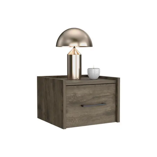 Alt view image 5 of 7 - Floating Nightstand, Space-Saving Design With Handy Drawer And Surface, Dark Brown