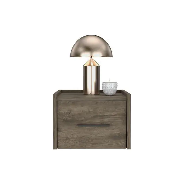 Alt view image 6 of 7 - Floating Nightstand, Space-Saving Design With Handy Drawer And Surface, Dark Brown