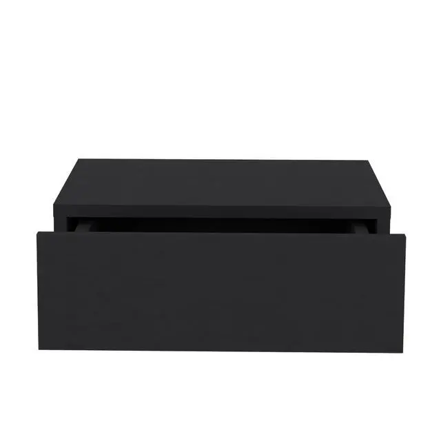 Alt view image 2 of 7 - Floating Nightstand 5"H, Modern Wall-Mounted Bedside Shelf With Drawer, Black