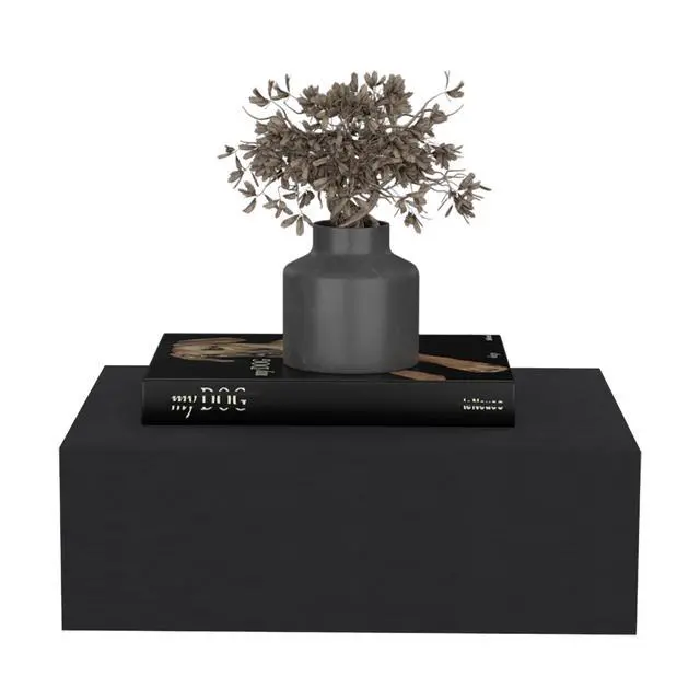Alt view image 5 of 7 - Floating Nightstand 5"H, Modern Wall-Mounted Bedside Shelf With Drawer, Black