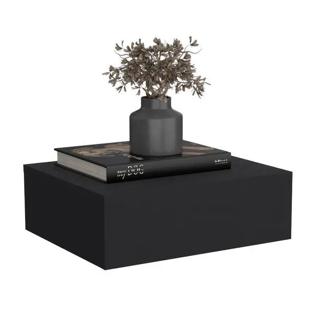 Alt view image 6 of 7 - Floating Nightstand 5"H, Modern Wall-Mounted Bedside Shelf With Drawer, Black
