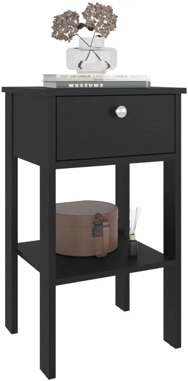 Alt view image 5 of 7 - Nightstand, 1 Drawer, 1 Shelf, 4 Legs, Black Wengue
