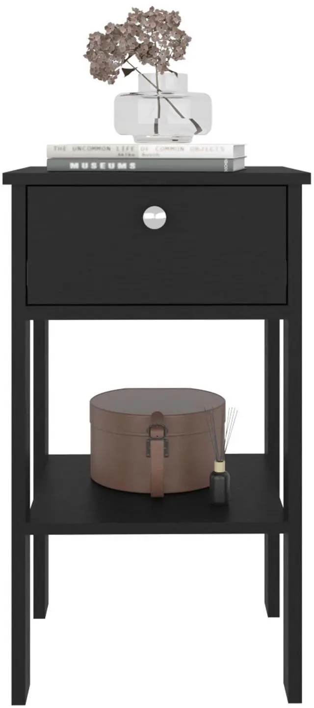 Alt view image 4 of 7 - Nightstand, 1 Drawer, 1 Shelf, 4 Legs, Black Wengue