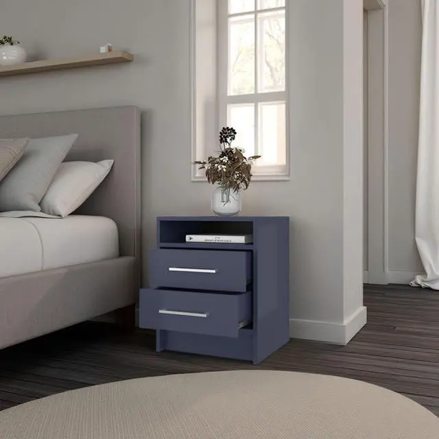 Alt view image 2 of 7 - Nightstand 19.9" H, 2 Drawers, 1 Shelf, Alby Blue - Bedroom