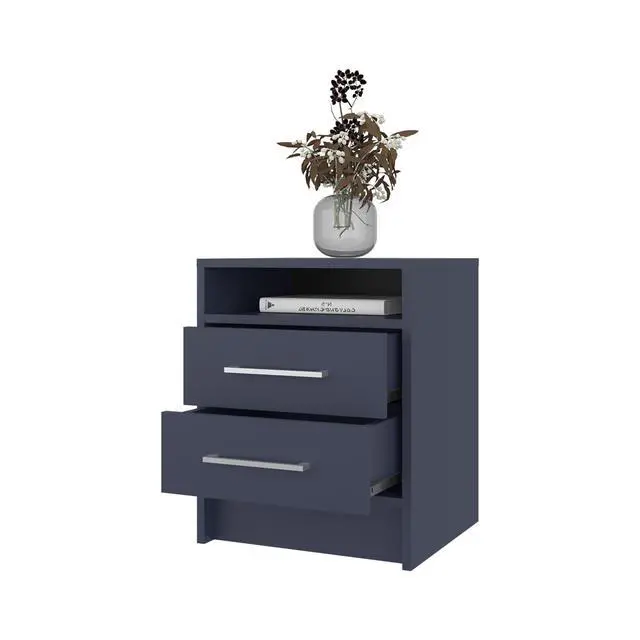 Alt view image 4 of 7 - Nightstand 19.9" H, 2 Drawers, 1 Shelf, Alby Blue - Bedroom