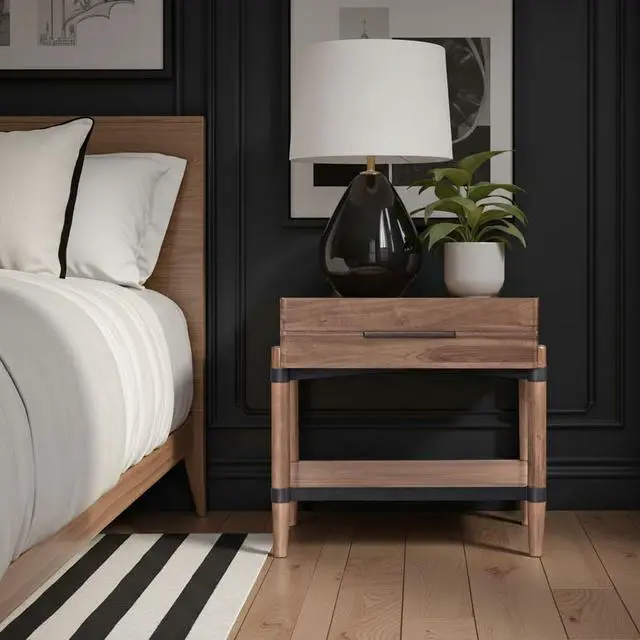 Main image of Tranquilty 26 Inch One Drawer Nightstand, Minimal Assembly, Walnut Finish