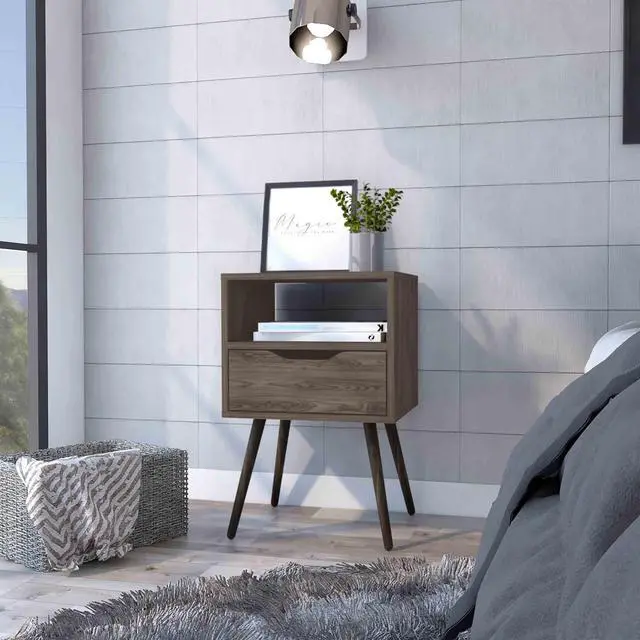 Main image of Allie Nightstand, Superior Top, Open Shelf, One Drawer