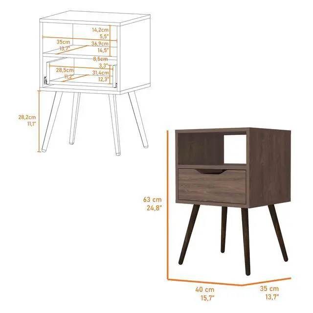 Alt view image 2 of 7 - Allie Nightstand, Superior Top, Open Shelf, One Drawer