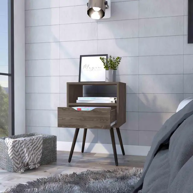 Alt view image 3 of 7 - Allie Nightstand, Superior Top, Open Shelf, One Drawer