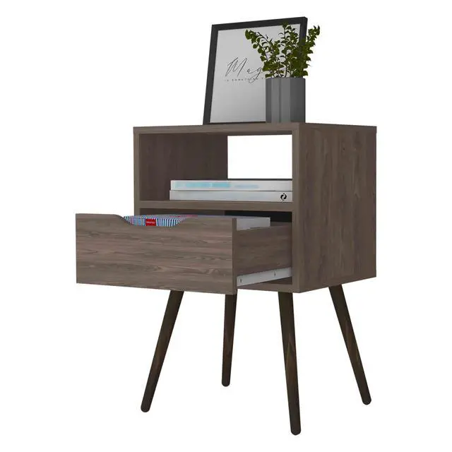 Alt view image 4 of 7 - Allie Nightstand, Superior Top, Open Shelf, One Drawer
