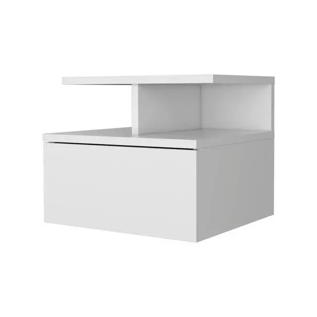 Alt view image 2 of 6 - Augusta Floating Nightstand with 2-Tier Shelf and 1-Drawer