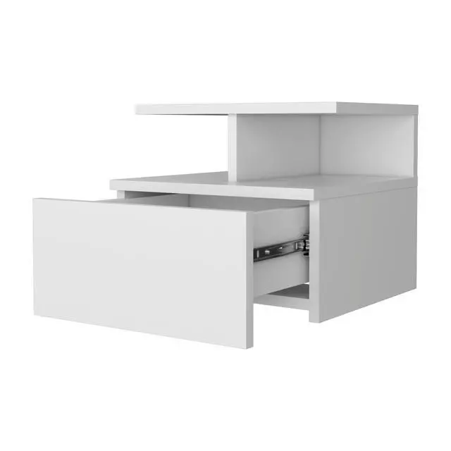 Alt view image 6 of 6 - Augusta Floating Nightstand with 2-Tier Shelf and 1-Drawer