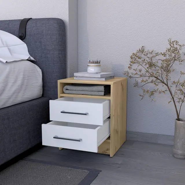 Alt view image 3 of 7 - Philadelphia Nightstand, Two Drawers, Concealed Shelf