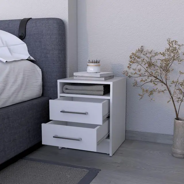 Alt view image 2 of 7 - Philadelphia Nightstand, Two Drawers, Concealed Shelf