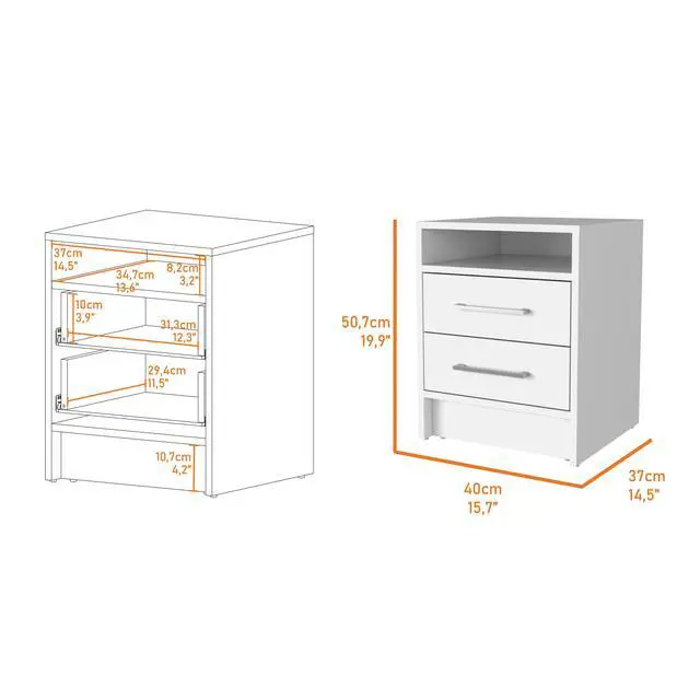 Alt view image 7 of 7 - Philadelphia Nightstand, Two Drawers, Concealed Shelf
