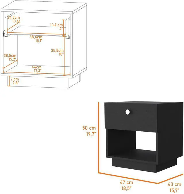 Alt view image 4 of 6 - Sumter 1 Drawer Nightstand, Storage Shelf