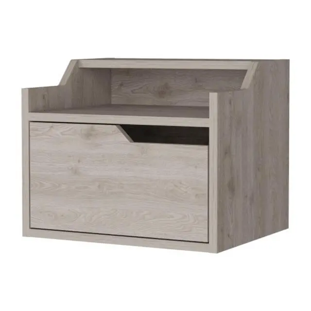 Alt view image 6 of 7 - Florence Floating Nightstand With Drawer And Dual-Shelf Display