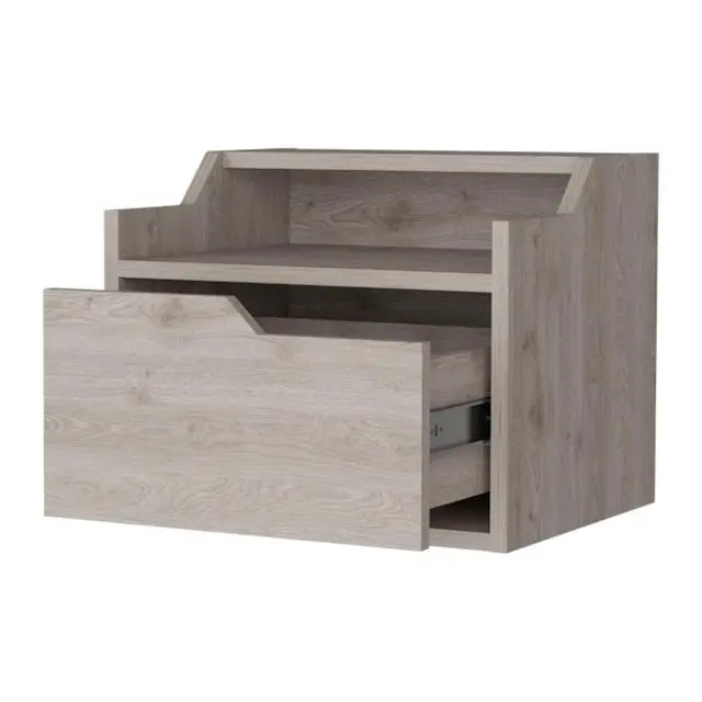 Alt view image 7 of 7 - Florence Floating Nightstand With Drawer And Dual-Shelf Display
