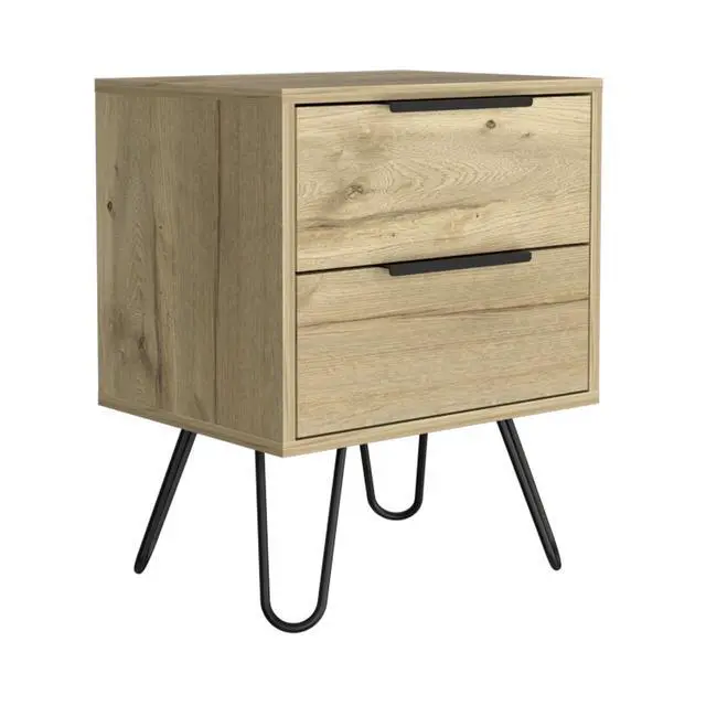 Alt view image 2 of 7 - Nuvo Nightstand,Two Drawers, Hairpin Legs