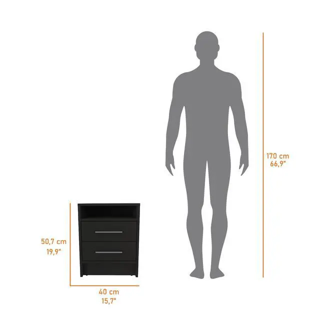 Alt view image 7 of 7 - Philadelphia Nightstand, Two Drawers, Concealed Shelf