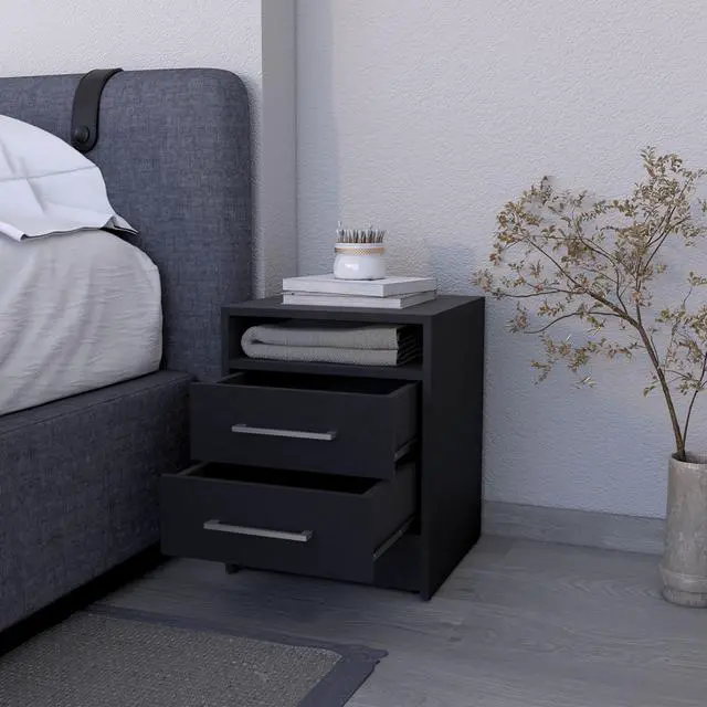 Alt view image 2 of 7 - Eastover Nightstand 2.0 In Melamine With Two Drawers