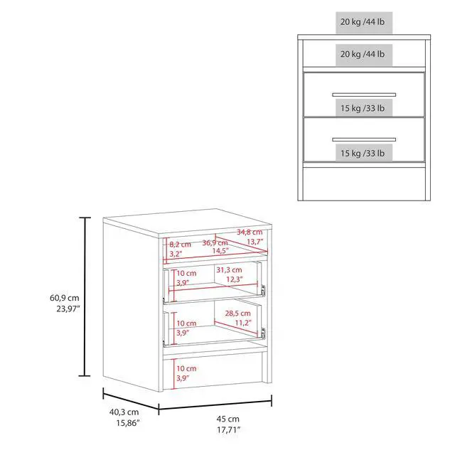 Alt view image 7 of 7 - Eastover Nightstand 2.0 In Melamine With Two Drawers