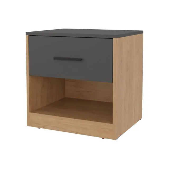 Alt view image 2 of 7 - Solomon Nightstand With A Drawer, Natural Oak And Matt Grey