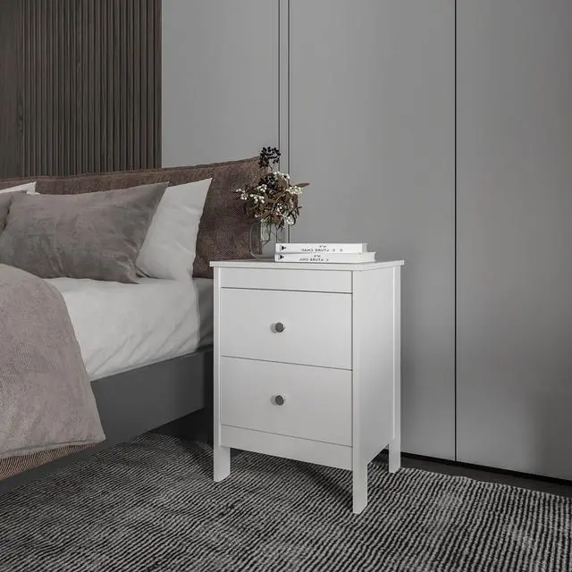 Main image of Fm Furniture Nogales Nightstand With 2 Drawers, Withe