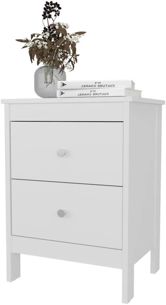 Alt view image 4 of 7 - Fm Furniture Nogales Nightstand With 2 Drawers, Withe