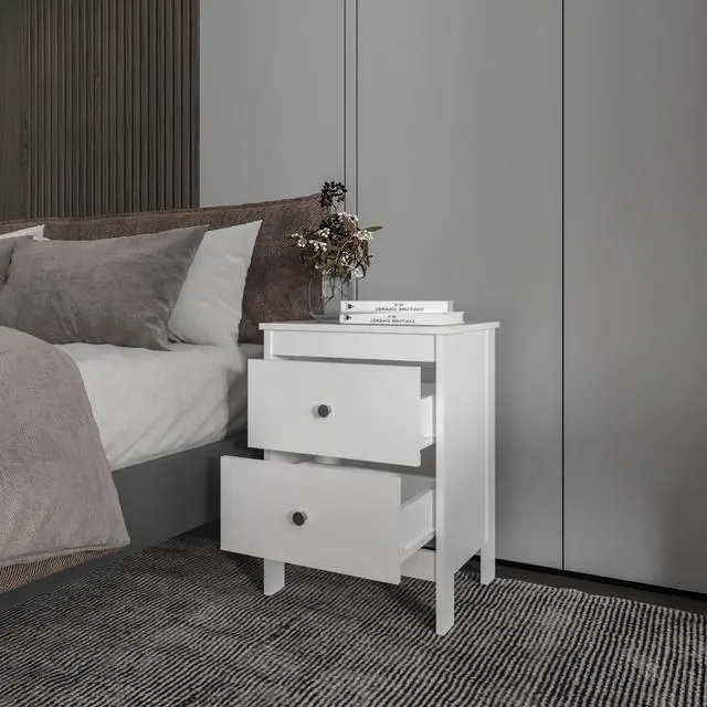 Alt view image 5 of 7 - Fm Furniture Nogales Nightstand With 2 Drawers, Withe