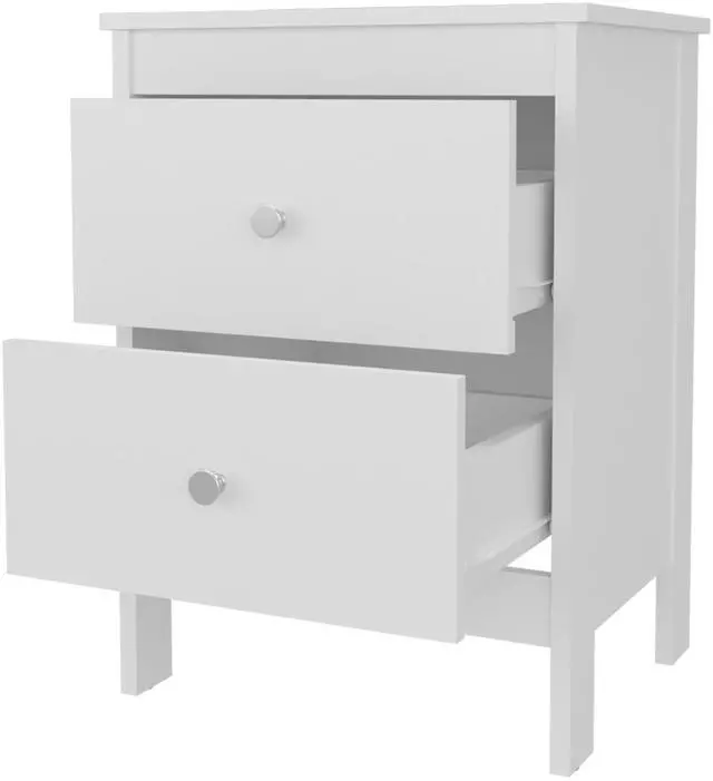 Alt view image 7 of 7 - Fm Furniture Nogales Nightstand With 2 Drawers, Withe