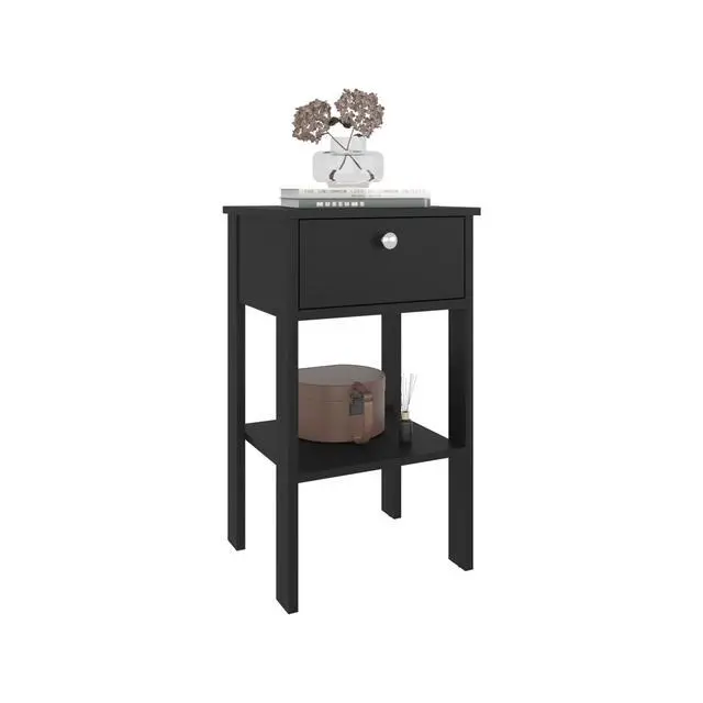 Alt view image 2 of 7 - Shongopovi One Drawer Nightstand With Open Shelf, Compact Design, Modern Style, Bedroom Use, Wenge