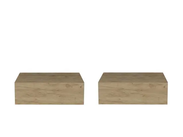 Alt view image 3 of 3 - Custer Floating Nightstands Set Of 2 - Wall Mounted Bedside Tables For Bedroom, Natural Oak