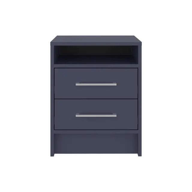 Alt view image 5 of 7 - Lee Ja Nightstand, 2 Drawers, Open Shelf, Modern Bedroom Storage, Kronos Blue