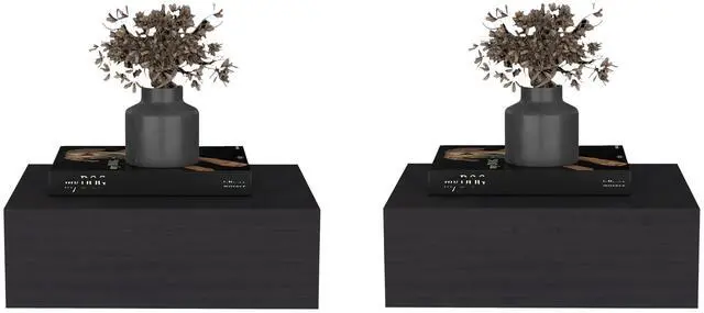 Alt view image 3 of 3 - Custer Floating Nightstands Set Of 2 - Wall Mounted Bedside Tables For Bedroom, Wenge