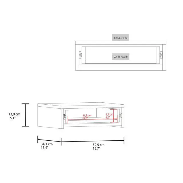 Alt view image 5 of 5 - Custer Floating Nightstands Set Of 2 - Wall Mounted Bedside Tables For Bedroom, Gray Walnut