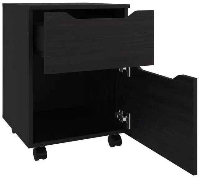 Alt view image 4 of 7 - Ocala Set Of 2 Nightstands: Modern Bed Set With Storage Drawer & Shelf, Wenge