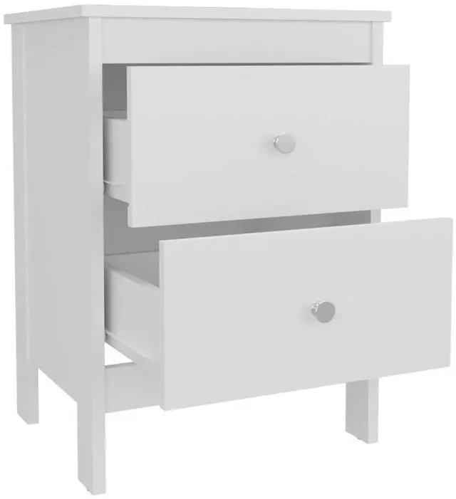 Alt view image 2 of 2 - Hampton Set Of 2 Nightstands, Small Minimalist Nightstand, Storage With Drawers, White
