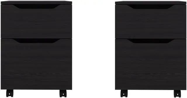 Alt view image 6 of 7 - Ocala Set Of 2 Nightstands: Modern Bed Set With Storage Drawer & Shelf, Wenge
