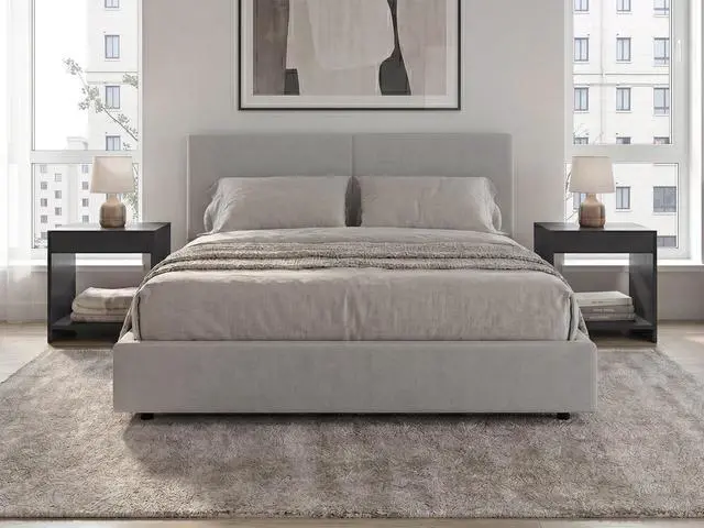 Main image of Nightstands Set Of 2 Modern Minimalist Bedroom Tables Open Storage, Wenge