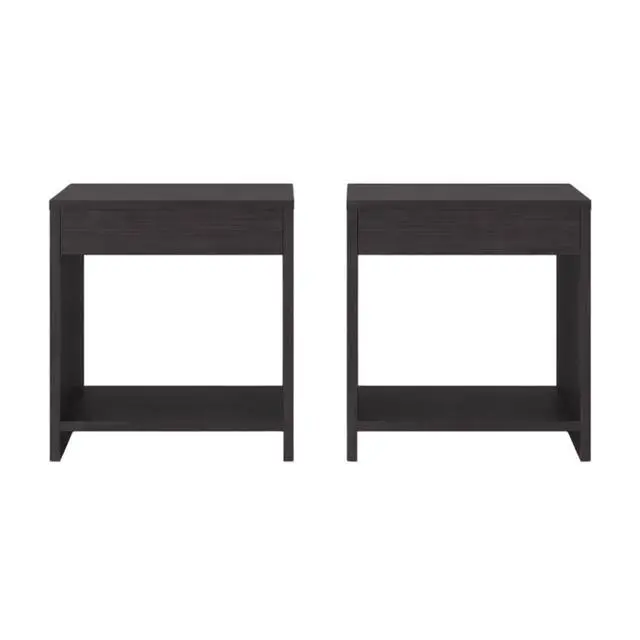 Alt view image 4 of 6 - Nightstands Set Of 2 Modern Minimalist Bedroom Tables Open Storage, Wenge