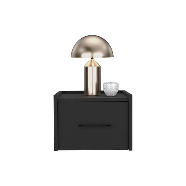 Alt view image 7 of 7 - Floating Nightstand, Space-Saving Design With Handy Drawer And Surface, Black