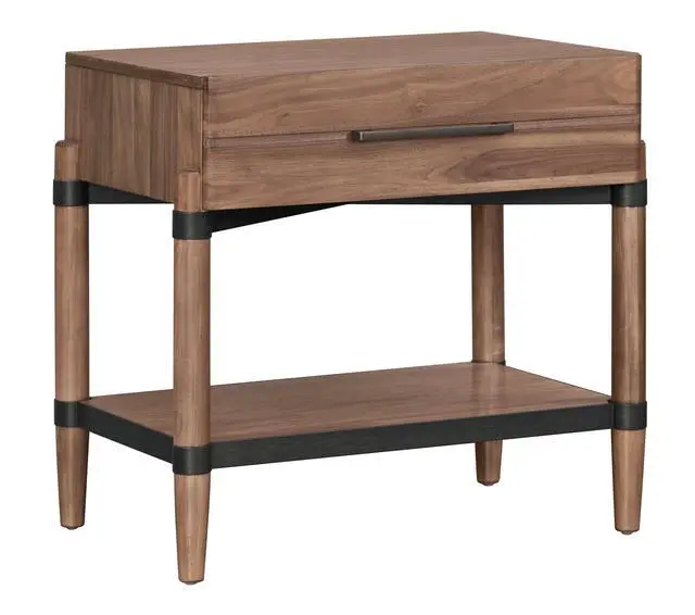Alt view image 6 of 7 - Tranquilty 26 Inch One Drawer Nightstand, Minimal Assembly, Walnut Finish