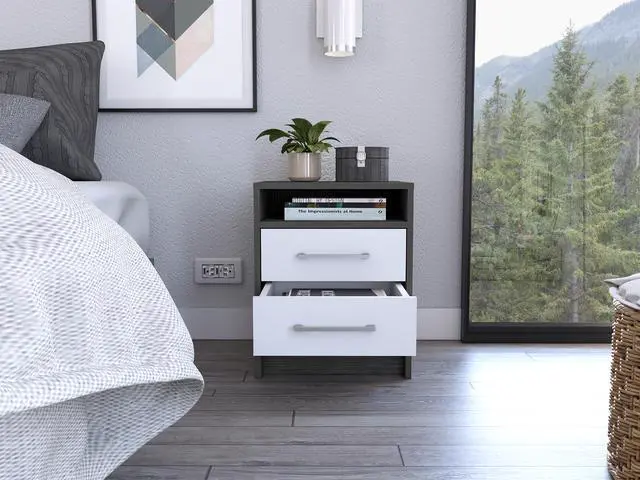 Alt view image 2 of 6 - Philadelphia Nightstand, Two Drawers, Concealed Shelf