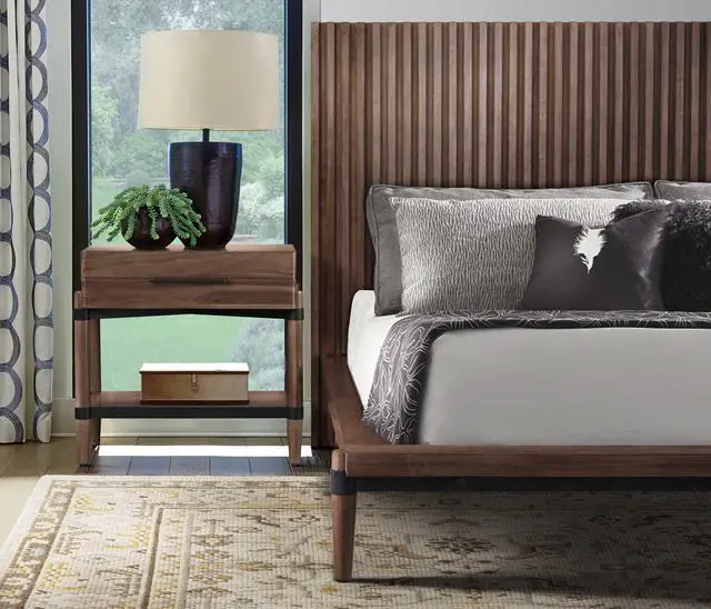 Alt view image 2 of 7 - Tranquilty 26 Inch One Drawer Nightstand, Minimal Assembly, Walnut Finish
